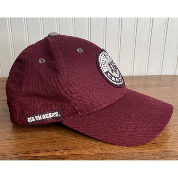 Texas A&M Aggies Logo Hat Cap Gig  'em Maroon Round Patch Top Of The World - Picture 3 of 6